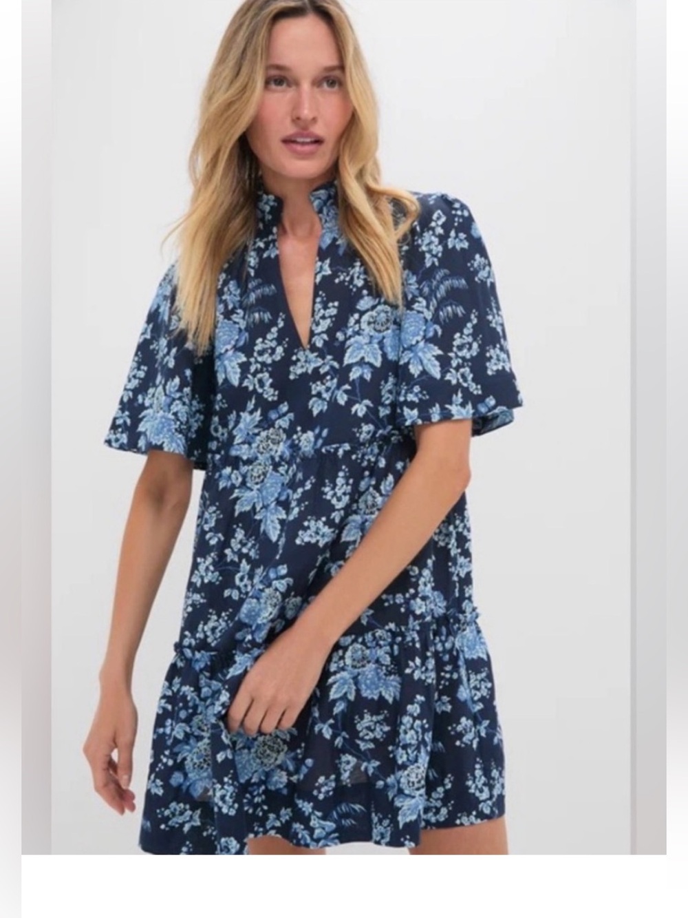 Tuckernuck Navy and Light Blue Floral V-Neck Dress